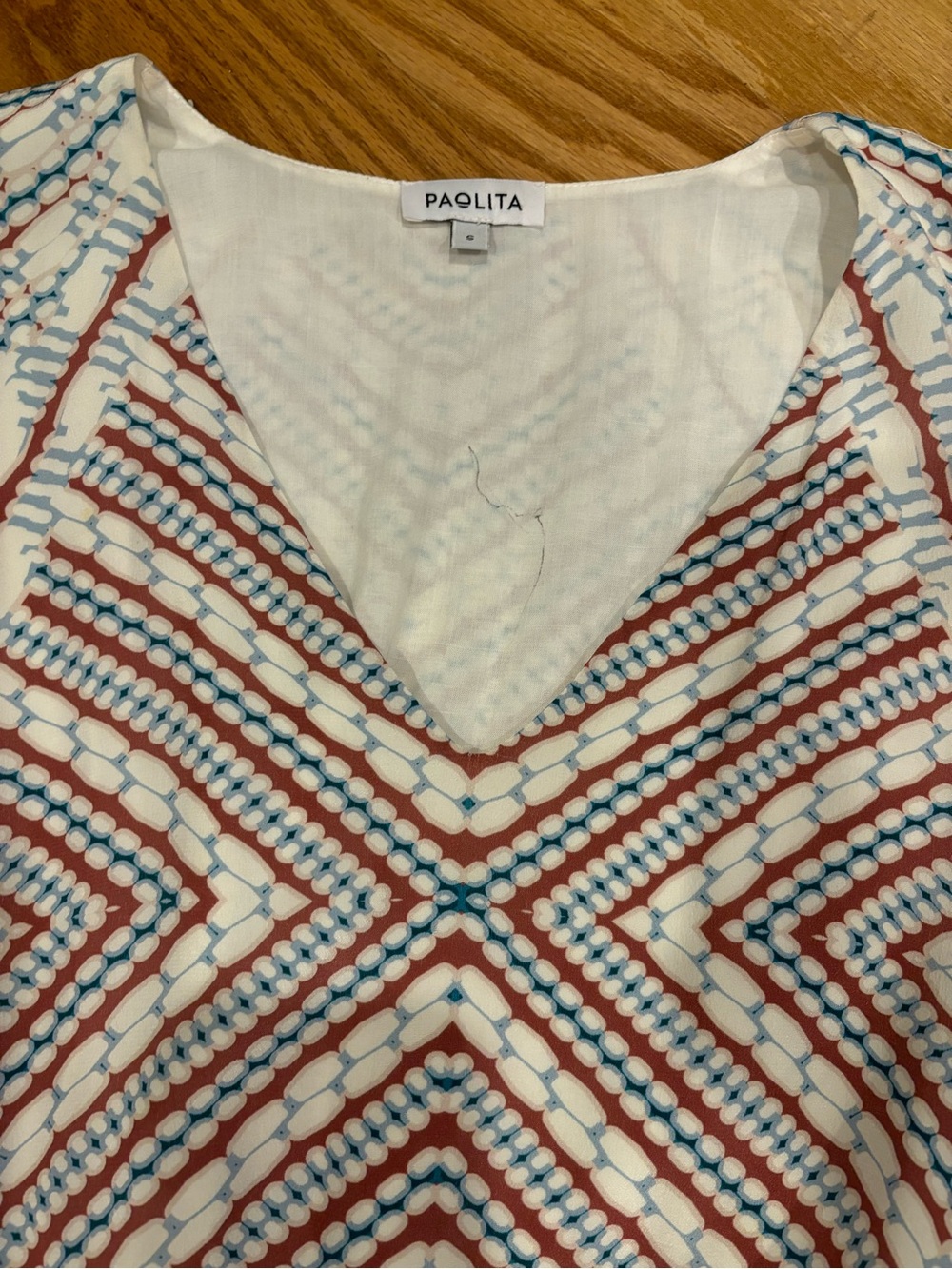 Paolita Kito Maxi Dress Kimono Flutter Sleeves GeoPrint Tassel Tie Resortwear S - Picture 14 of 16